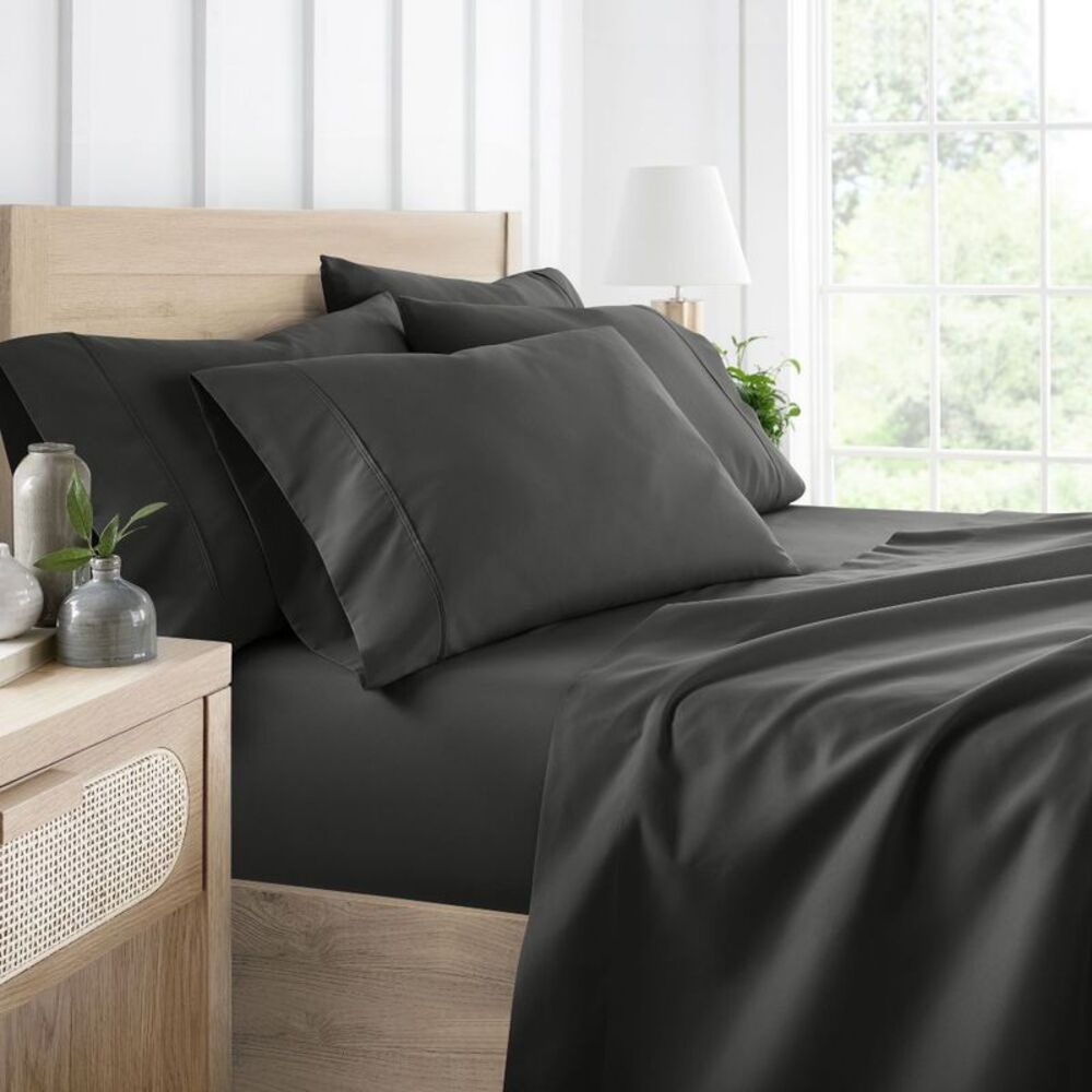 Becky Cameron - Solid 6 Piece Sheet Set - Ultra Soft, Deep Pocket  Gray